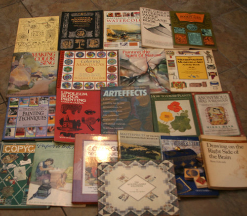 Lot of 21 Books on Art, Watercolor, Block Printing, Painting, Drawing, Ornaments