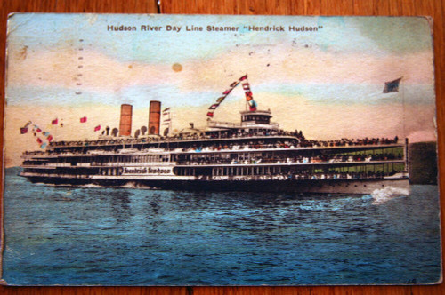 Hudson River Day Line Steamer "Hendrick Hudson" 1937 Vintage Postcard #19 BOAT