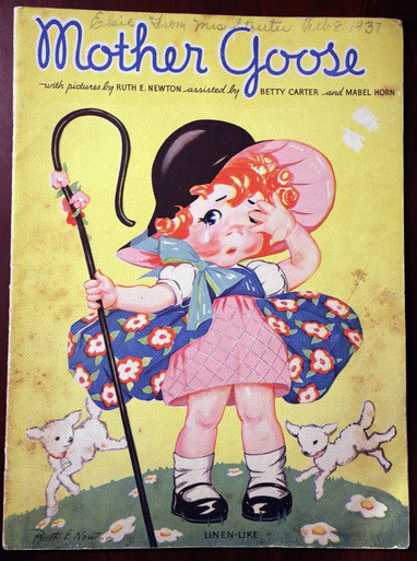 MOTHER GOOSE Ruth E. Newton Vintage Linen-Like Children's Book 1934 Whitman #989