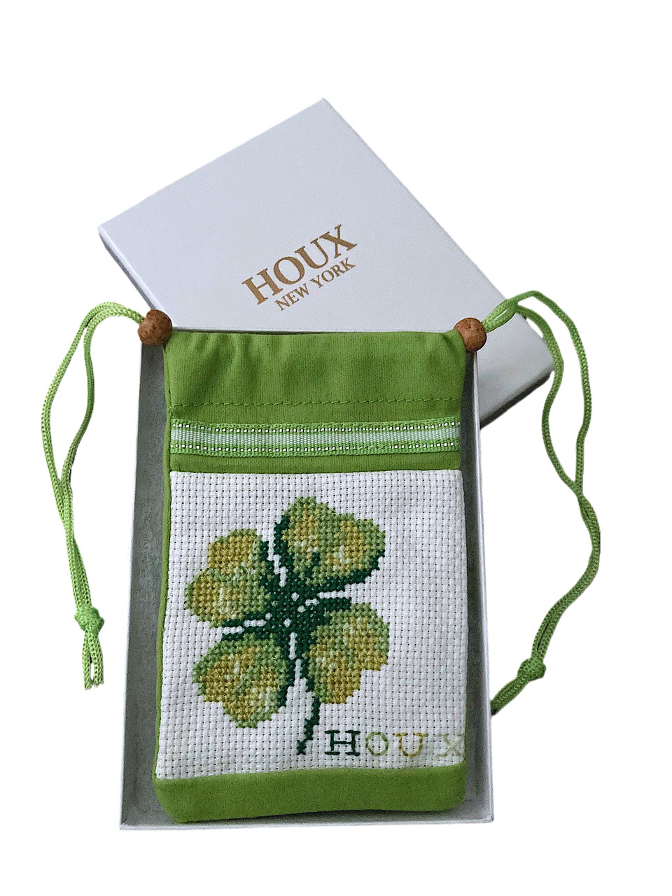 Cross-stitch -- Bag Charm Pouch: 4-leaf clover - HOUX NEW YORK