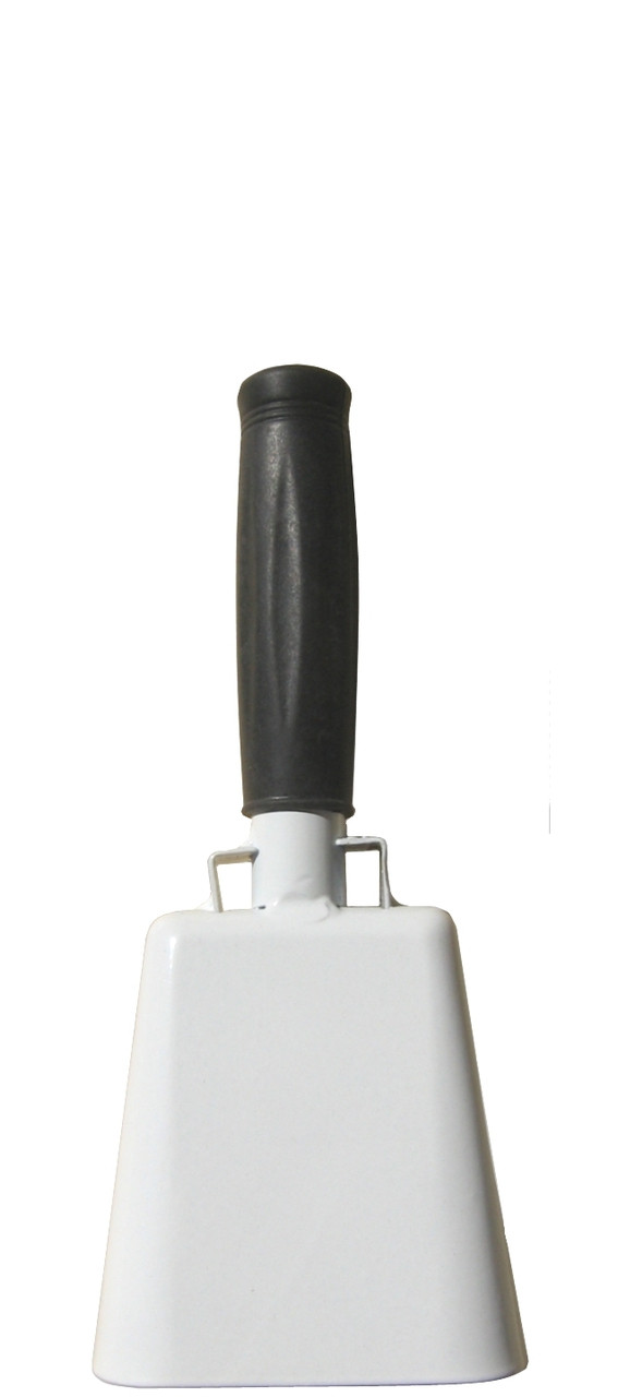 Small white cowbell with handle grip for weddings & cheer events