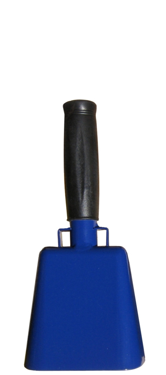Small royal blue cowbell for indoor soccer & cheerleading competitions