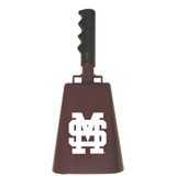 - 11" from bottom of bell to top of welded handle
- 4.75" wide at the bottom of the cowbell
- 3.00" deep at the bottom of the cowbell
- 5.00" handle length
- Vinyl grip
- Durable powder coated maroon paint