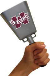 This cowbell is the most popular size for adults (men & women).  At exactly 1.3 lbs., it's easy to ring and makes a GREAT sound.  3.75" wide decals will work on these cowbells with slight wrapping around the side.  3" wide decals are the ideal size for this bell.
