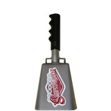 - 10-3/8" from bottom of bell to top of welded handle
- 4" wide at the bottom of the cowbell
- 2-3/8" deep at the bottom of the cowbell
- 5-1/2" handle length
- Vinyl grip
- Durable powder coated silver paint