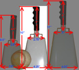 10" cowbell dimensions (chrome cowbell not shown)