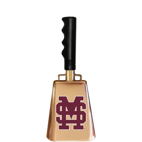 10" Copper-plated cowbell with Mississippi State "M over S" decal on one side.