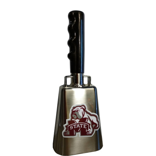 A beautiful, mirror-like licensed Mississippi State chrome cowbell.  These shiny chrome cowbells have the Intimidating Bulldog applied on 1 side.  Excellent sound.  Excellent durability.  Excellent gift for a Mississippi State fan.