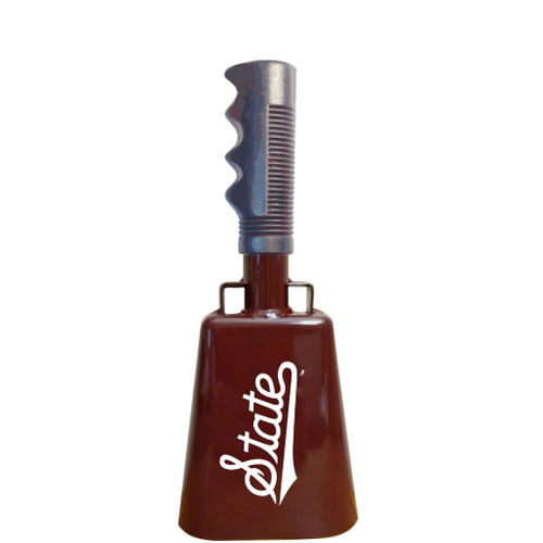 - 10-3/8" from bottom of bell to top of welded handle
- 4" wide at the bottom of the cowbell
- 2-3/8" deep at the bottom of the cowbell
- 5-1/2" handle length
- Vinyl grip
- Durable powder coated maroon paint