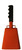 - 10" from bottom of bell to top of welded handle
- 4.25" wide at the bottom of the cowbell
- 2.50" deep at the bottom of the cowbell
- 5.00" handle length
- Vinyl grip
- Durable powder coated bright orange paint