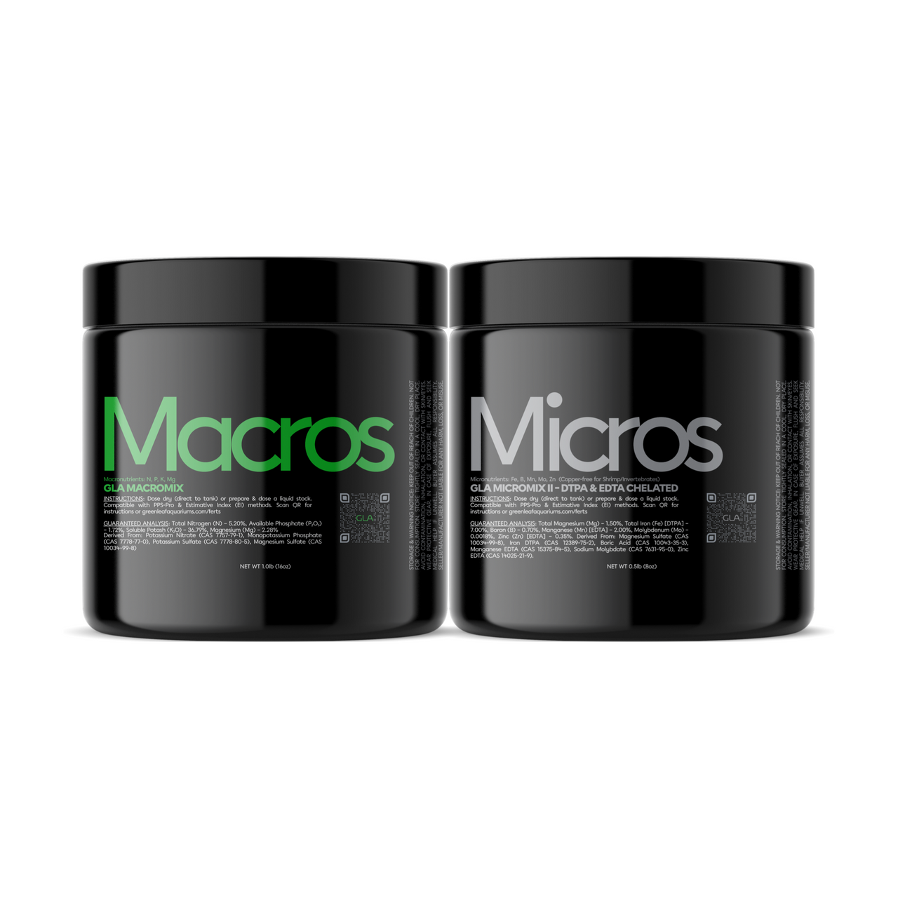GLA Macros & Micros II - 2-Part DIY Aquarium Fertilizer Kit for EI