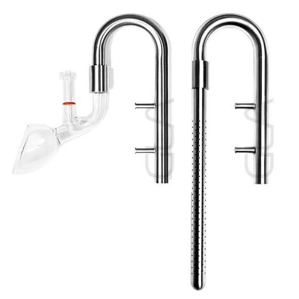 17mm Stainless Steel & Glass Lily Pipe Set with Surface Skimmer (17mm/Lily/Stainless & Glass/30cm)