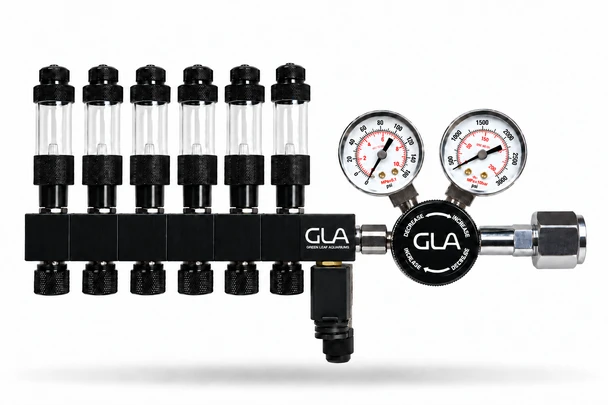GLA PRO-DS-6 Dual Stage CO2 Regulator (6 Block Modular Manifold)