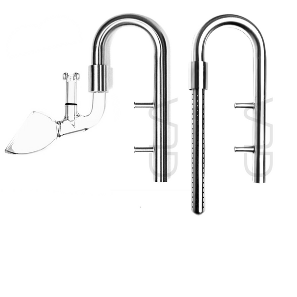 13mm Stainless Steel & Glass Lily Pipe Set with Surface Skimmer (13mm/Lily/Stainless & Glass/23cm)