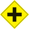 YELLOW PLASTIC REFLECTIVE SIGN 12" - 4-WAY INTERSECTION (470 X YR)
