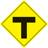 YELLOW PLASTIC REFLECTIVE SIGN 12" - T-INTERSECTION (436 T YR)