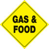 YELLOW PLASTIC REFLECTIVE SIGN 12" - GAS & FOOD (453 GF YR)