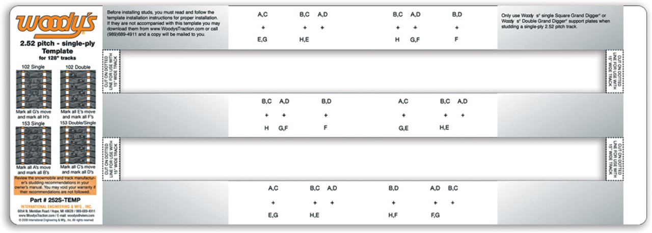 Woody's Stud Template 2.52 Pitch Single Ply