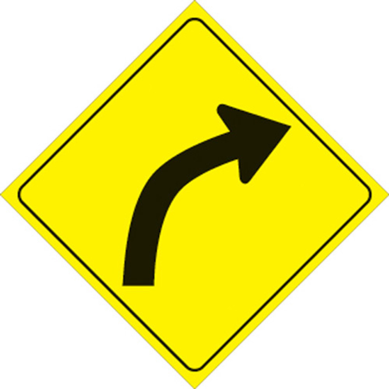 YELLOW PLASTIC REFLECTIVE SIGN 12" - RIGHT CURVE (406 CUR YR)