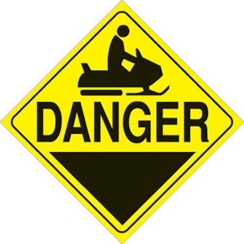 YELLOW PLASTIC REFLECTIVE SIGN 12" - DANGER WITH SYMBOL (403 DA YR)