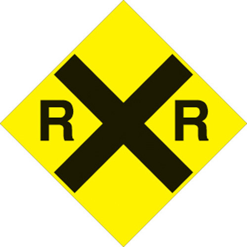 YELLOW PLASTIC REFLECTIVE SIGN 12" - RAILROAD (489 RR YR)