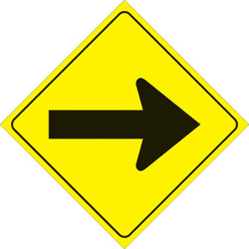 YELLOW PLASTIC REFLECTIVE SIGN 12" - ARROW (483 A YR)