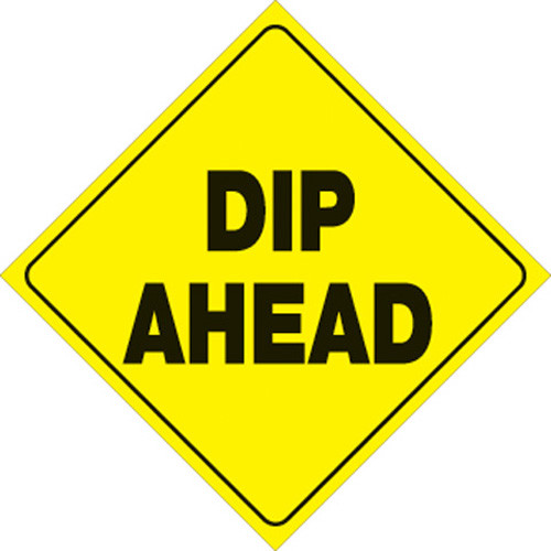 YELLOW PLASTIC REFLECTIVE SIGN 12" - DIP AHEAD (425 DA YR)