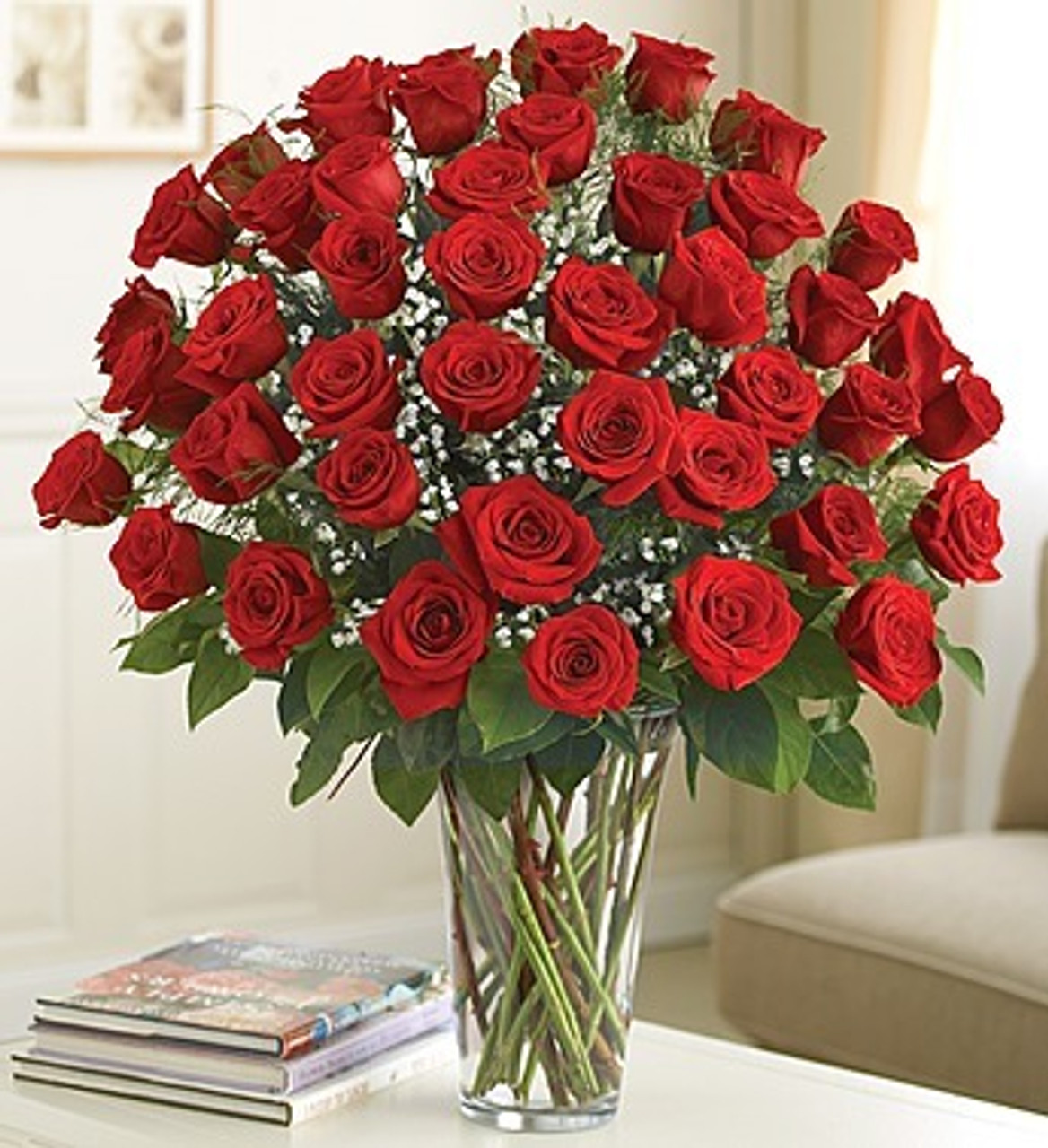 bouquet of red roses in vase