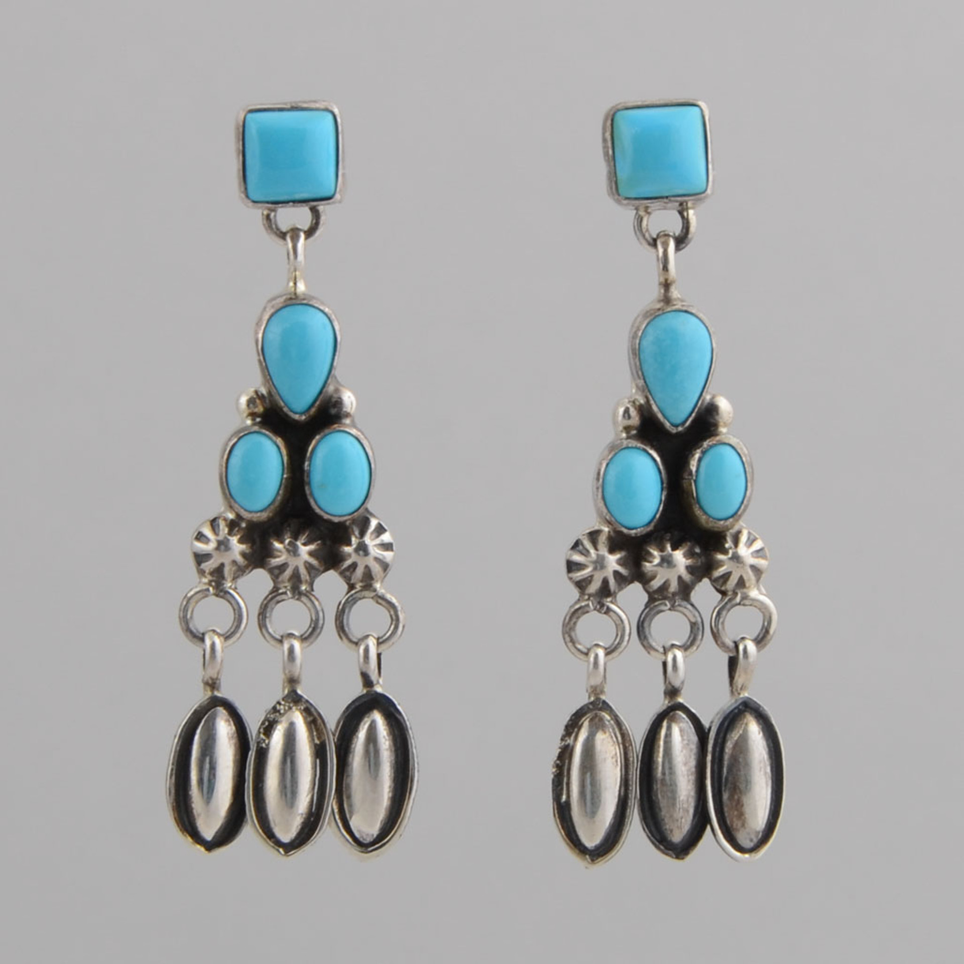 Sterling and Turquoise Chandelier Earrings - The Crosby Collection Store
