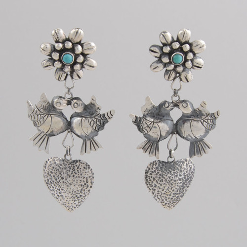 Sterling Silver and Turquoise Hearts Flowers and Doves by Federico