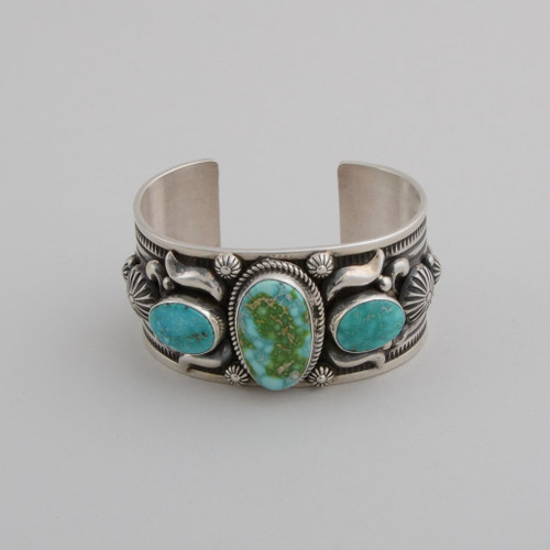 Sterling Silver Cuff with Sonoran Gold Turquoise by A. Jake
