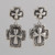 Sterling Silver Earrings with Repousse Crosses and Directional Symbols
