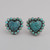 Sterling Silver Post Earrings, w/ Heart Shape Turquoise.