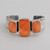 Sterling Silver Orange Spiny Oyster Shell 3 Stone Bracelet,Decorative Sides.