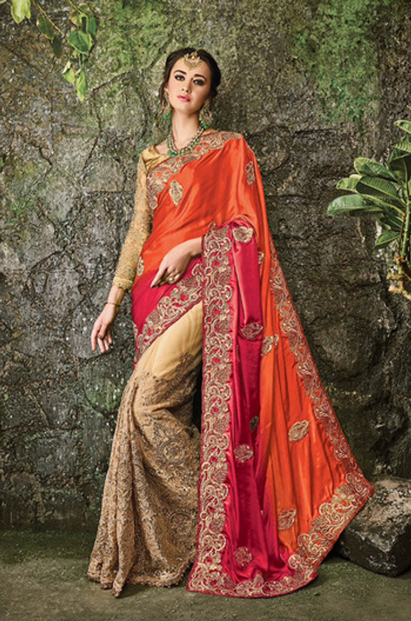 Beige Handwoven Linen Saree | Gold Zari and Red border | KIHUMS Saree –  kihums clothing