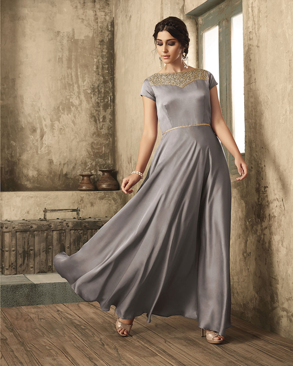 Grey Tulle A-line Sweetheart Prom Dress With Lace MP810 | Musebridals