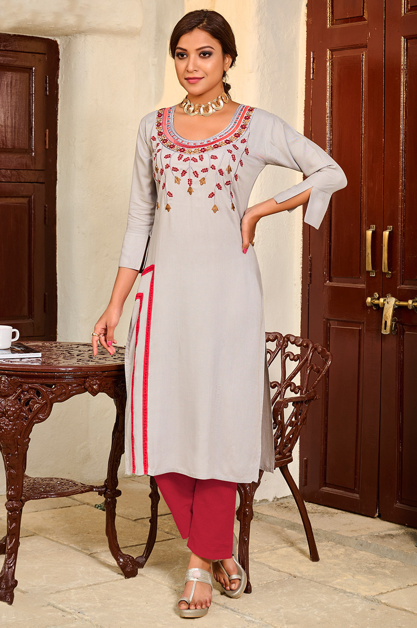 Seashell Crepe Silk Kurti - House of Ayana