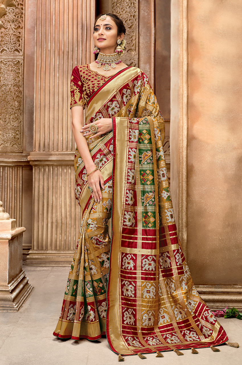 multi color banarasi silk saree online usa | Heenastyle