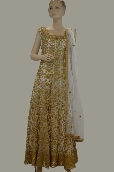 Off White and Gold Dress (D1039)