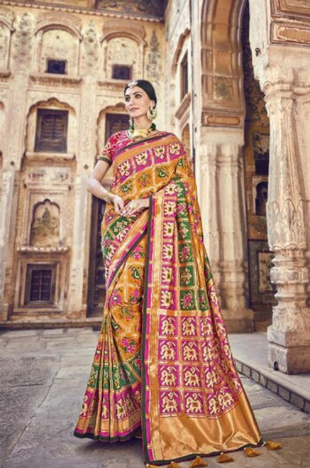 Mustard Banarasi Silk Sari (S0632C)