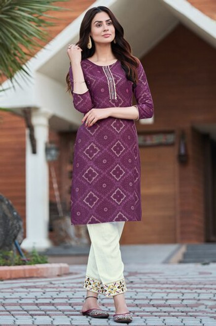Purple Color Bandhej Print Dress  (D1138)