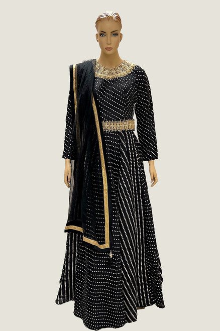 Black Color Dotted Pattern Dress (D1280)