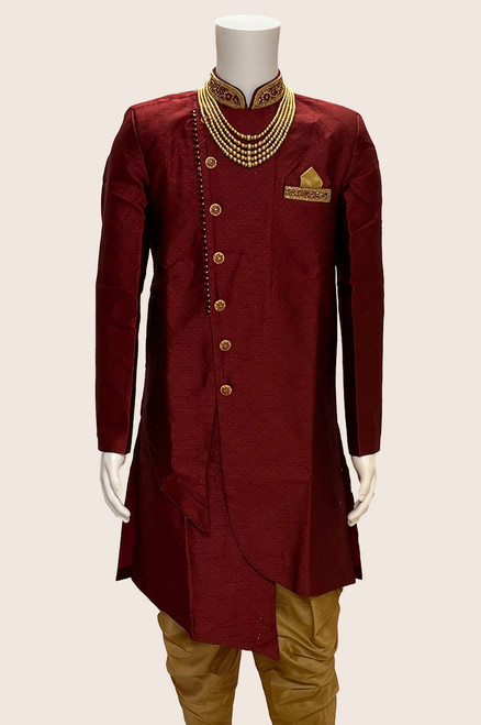 Maroon Color Indo Western Jacket Suit (M0484)