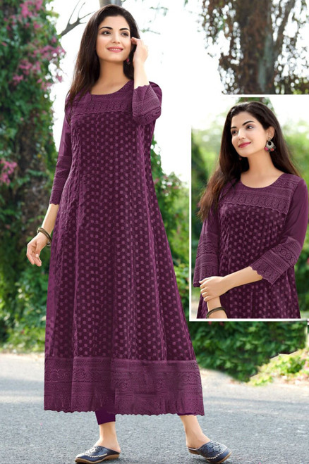 101023 (E2946) ANARKALI KURTI - Purple – ELENTRA DESIGNS BY NIMI HEINS