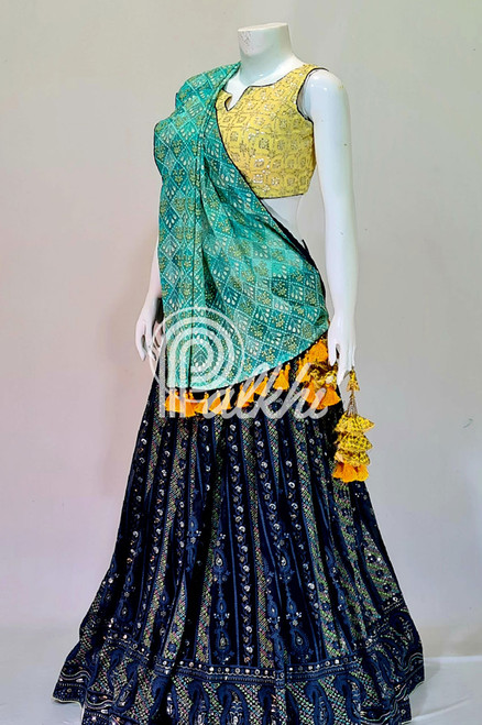 Shop Light Blue N Green Halter Neck Lehenga Festive Wear Online at Best  Price | Cbazaar