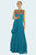 Teal color long gown style dress with elegant embroidery work.