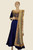 Blue color cotton silk anarkali dress with elegant golden embroidery work and matching dupatta.