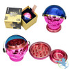 Shredder Large Grinder Skull With Helmet Design - Style 53 - 65mm - 4 Part - Pink