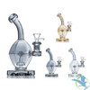 Shadow Glass Diamond Shape Water Pipe With Circ Perc - 380 Grams - 8.5 Inches - Assorted Colors [SGE-149]