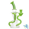 Calibear Premium Twisted Recycler Water Pipe Dab Rig With Color Accented Tubes - 275 Grams - 8 Inches [GB950] - Milky Green